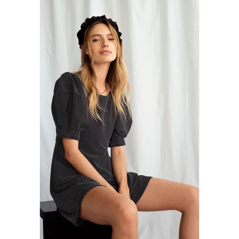 Free People Penelope Black and white Polka Dot Mini Dress Small